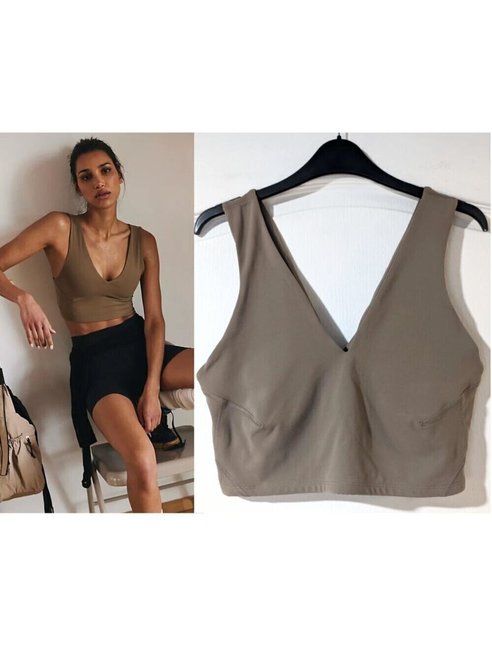 NEW Free People Movement | Never Better Crop In Moonrock Tan